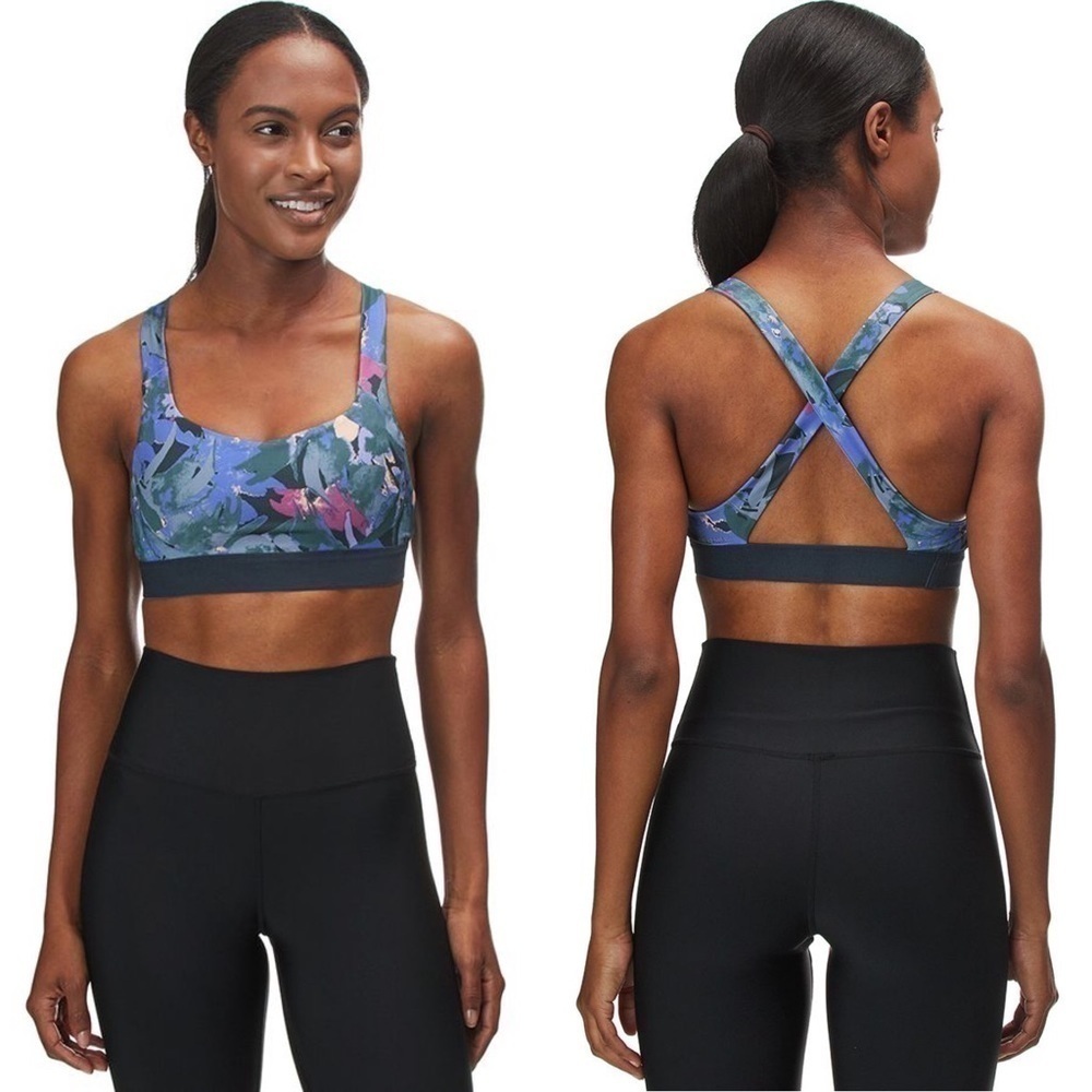 Patagonia Sportsbra Switchback Padded Abstract Jungle Smolder Blue XS NWT
